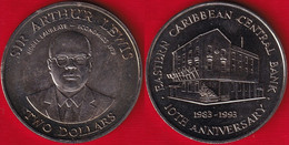 East Caribbean States 2 Dollars 1993 Km#24 "Central Bank - Sir Arthur Lewis" UNC - Caraibi Orientali (Stati Dei)