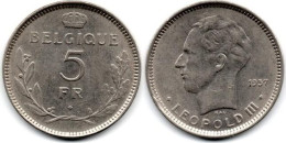 MA 29018  / Belgique - Belgien - Belgium 5 Francs 1937 TTB - 5 Francs