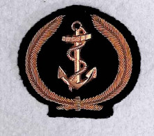 Militaria, écusson De Casquette; Tissu, MARINE, 2 Scans - Escudos En Tela