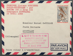 France, Premier Vol, Par Boeing 737 - Paris, Stuttgart 23.4.1968 - (B1446) - Premiers Vols