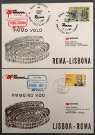 Portugal, Premier Vol Rome, Lisbonne 3.5.1980 - 2 Enveloppes - (B1458) - Briefe U. Dokumente