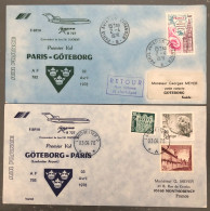 France, Premier Vol Paris, Göteborg 3.4.1978 - 2 Enveloppes - (B1461) - Premiers Vols