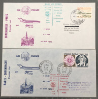 France, Premier Vol Paris, Copenhague 1.4.1975 - 2 Enveloppes - (B1472) - Premiers Vols