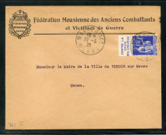 PAIX 65C  Bleu Avec Bde PUBLICITAIRE  -  CONTRE LA CHUTE DES CHEVEUX - OB 30/05/1938 - Covers & Documents