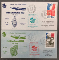 France, Premier Vol (Air France) Paris, Las Palmas, Dakar 31.3.1976 - 2 Enveloppes - (B1517) - Premiers Vols
