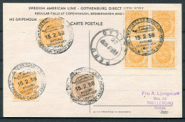 1958 Peru Sweden Swedish American Line Postcard MS GRIPSHOLM "Around South America Cruise"  - Lettres & Documents