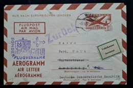 Österreich LUFTPOST 1965, Aerogramm LF7  WIEN Nach Leipzig "Unbekannt" - Covers & Documents