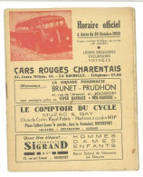 Carnet Cars Rouges Charentais , Horaire Officiel 1950 , La Rochelle - LKW