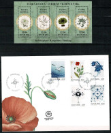 Denmark; 1990, 2016 & 2023; Flora Danica/Porcelain. Souvenir Sheet And Strips Of 4 MNH (**) And 2 FDC. - Porcelana