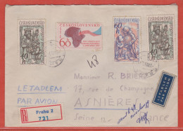 TCHECOSLOVAQUIE LETTRE RECOMMANDEE DE 1961 DE PRAGUE POUR ASNIERES FRANCE - Storia Postale