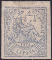 Spain 1874 Sc 203a España Ed 145s Imperf MH* Large Corner Thin - Unused Stamps