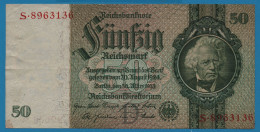 DEUTSCHES REICH 50 REICHSMARK 30.03.1933 LETTER D # S.8963136 P# 182a  David Hansemann - 50 Reichsmark