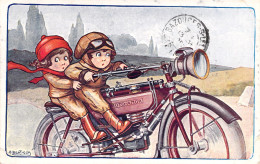 ILLUSTRATEUR - A Bertiglia - Moto Amor - Enfants Sur Une Moto - Carte Postale Ancienne - Bertiglia, A.