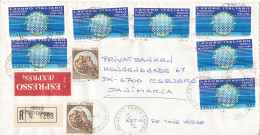 Italy Registered Cover Sent Express To Denmark 20-10-1987 With A Lot Of Stamps - Brieven En Documenten