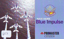 TELECARTE JAPON * MILITAIRY AVION  (652) BLUE IMPULSE * Flugzeuge * Airplane * Aeroplano * PHONECARD JAPAN * ARMEE - Armée