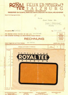 Österreich SALZBURG 1934 Deko Rechnung + VersandUmschlag Fa Royal Tee Felix Müller Übersee-Import Kaffee Rum Malaga - Österreich