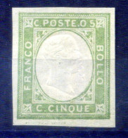1861 REGNO Italia 5 Centesimi Emiss. Prov. Napoletane, Filetto Su Bordo Inferiore, MNH **, Firmato DIENA - Neufs