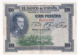 100 Pesetas Felipe II  1925, N° F1 257 120 - 100 Peseten