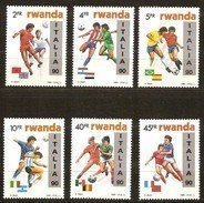 Rwanda Ruanda 1990 Yvert 1301-1306 OCBn° 1371-1376 *** MNH  Cote 75,00 Euro Football Italia 90 En Surcharge - Ungebraucht