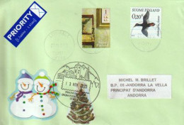 Merry Christmas Letter 2023 From Finland.  Velvet Scoter Duck / Canard De Velours , To Andorra,with Arrival Postmark - Lettres & Documents