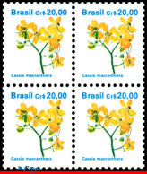Ref. BR-2263-Q BRAZIL 1990 - FLORA, CR$ 20.00,BLOCK MNH, FLOWERS, PLANTS 4V Sc# 2263 - Blocchi & Foglietti