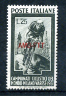 1951 Trieste Zona A S127 MNH **, Campionati Ciclistici Del Mondo A Milano E Varese - Neufs