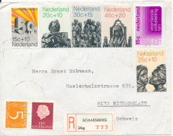 Netherlands Registered Cover Sent To Switzerland 1971 ?? Schaesberg Good Franked With Complete Set - Brieven En Documenten