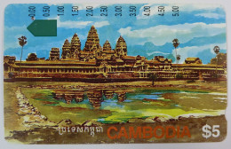 CAMBODIA - Anritsu - Telstra - ANGKOR RUINS - Smaller $5 - Used - Cambodia