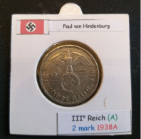Pièce De 2 Reichsmark De 1938A (Berlin) Paul Von Hindenburg (position A) - 2 Reichsmark