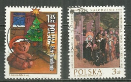 POLAND Oblitéré 4079-4080 Noël Ours Sapin Arbre Adoration Des Mages Mikolaj Haberschrack - Gebraucht