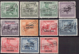 Timbres - Ruanda Urundi - 1925 - COB62/72 - Annulé Encadré Paquebots - Ongebruikt