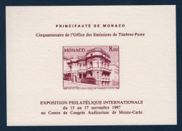 Monaco Bloc Neuf, **, Bloc Souvenir De L'Exposition Philatélique, 1987, Villa Miraflores, Monte Carlo, - Varietà