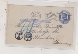 UNITED STATES 1912 CLEVELAND OHIO Postal Stationery To Germany T ,postage Due - 1901-20