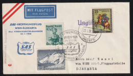 SAS-Eröffnungsflug "WIEN-DJAKARTA" Mit MiNr. 158 Gestempelt, (14a) LORCH (WÜRTT) F 22.1.58-12 Und Zusatzfrankatur - Luchtpost