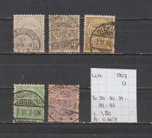 (TJ) Luxembourg 1907 - YT 89 + 90 + 91 + 92 + 93 (gest./obl./used) - 1907-24 Wapenschild
