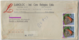 Brazil 1979 Registered Cover From Lages To Blumenau Pair Of Stamp Cramer's 88 Butterfly Insect Cancelled By Meter Stamp - Cartas & Documentos