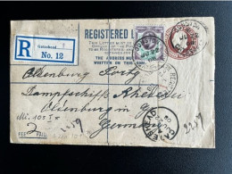 GREAT BRITAIN 1908 REGISTERED LETTER GATESHEAD TO OLDENBURG 22-06-1908 GROOT BRITTANNIE - Storia Postale