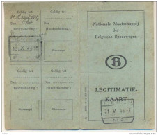 _Np942: LEGITIMATIEKAART  Belgische Spoorwegen: TIENEN -1.I 45-5  Nr2 - Andere & Zonder Classificatie