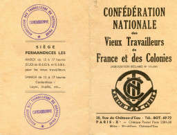 Carte De Membre De La Confedération Nationale Des Vieux Travailleurs - Carcassonne - Cartes De Membre