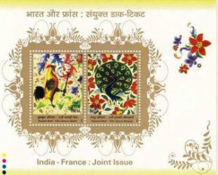 INDIA 2003 Bird Peacock Rooster India - France Joint Issue 2v Miniature Sheet MNH, P.O Fresh & Fine - Altri & Non Classificati