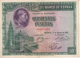 BILLETE DE ESPAÑA DE 500 PTAS DEL AÑO 1928 SIN SERIE -CARDENAL CISNEROS - 500 Peseten