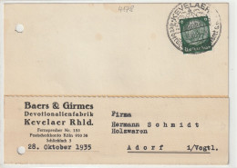 Ganzsache, Postkarte, Kevelaer 1935 - Autres & Non Classés