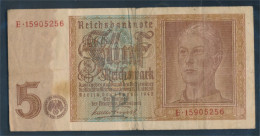 Deutsches Reich Rosenbg: 179b, 8stellige Kontrollnummer Gebraucht (III) 1942 5 Reichsmark (10288371 - 5 Reichsmark
