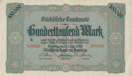 Sachsen Rosenbg: SAX15 Länderbanknote Sachsen Gebraucht (III) 1923 100.000 Mark (10288532 - 100000 Mark
