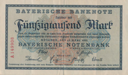 Bayern Rosenbg: BAY8 Länderbanknote Bayern Gebraucht (III) 1923 50.000 Mark (10288493 - 50.000 Mark