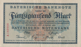 Bayern Rosenbg: BAY8 Länderbanknote Bayern Gebraucht (III) 1923 50.000 Mark (10288493 - 50000 Mark