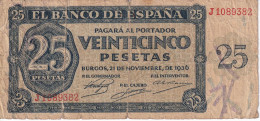 BILLETE DE ESPAÑA DE 25 PTAS DEL 21/11/1936 SERIE J (BANKNOTE) - 25 Pesetas