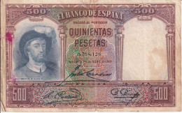 BILLETE DE ESPAÑA DE 500 PTAS DEL AÑO 1931 DE ELCANO CALIDAD RC - 500 Peseten