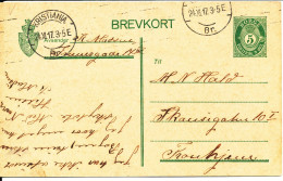 Norway Postal Stationery Lettercard Sent To Denmark Kristiania 24-11-1917 - Postwaardestukken