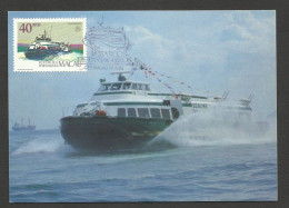 Macau Bateau De Passagers Hovermarine Carte Maximum 1986 Macao Passenger Boat Maxicard - Cartoline Maximum
